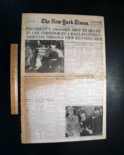 LEE HARVEY OSWALD John F Kennedy Assassin KILLED Jack Ruby 1963 NYC Newspaper  