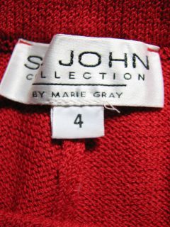 St John Collection Red Santana Knit Pants Sz 4  