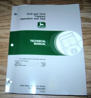 John Deere 7210 7410 Tractor O T Technical Manual JD  