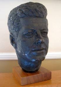 Vintage 1964 John F Kennedy Bust Sculpture Austin Production RARE Wood Base  