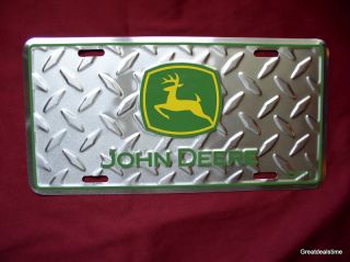 JOHN DEERE GREEN LOGO Car Tag Metal License Diamond Plate NEW  
