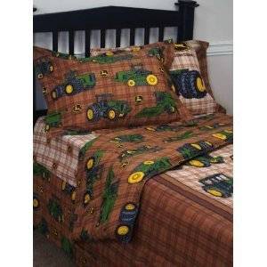 John Deere Traditional Twin Comforter Brown Plaid Pattern Great Price New  