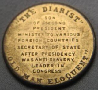 John Quincy Adams 6th President Brass Token Medal Coin  