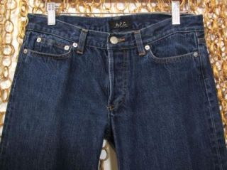A P C APC Mens Dark Wash Button Fly Straight Leg Classic Jeans sz 30  