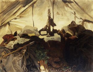 John Singer Sargent "Inside A Tent in Canadian Rockies" Camping Clutter Canvas  