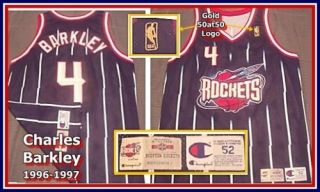 Charles Barkley 1996 97 Game Worn 50th Gold Logo Champion Houston Rockets Jersey  