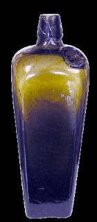 Antique Ribbed Victorian Case Gin Bottle Olive Green  
