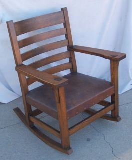Antique Mission Oak J M Young Rocker Rocking Chair Arts Crafts  