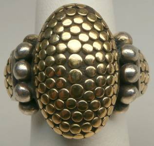 John Hardy Dot Design 18k Yellow Gold Sterling Silver Ring Size 5 Women M 340  