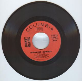 Johnny Mathis Midnight Cowboy We 45 RPM Near Mint Vinyl  