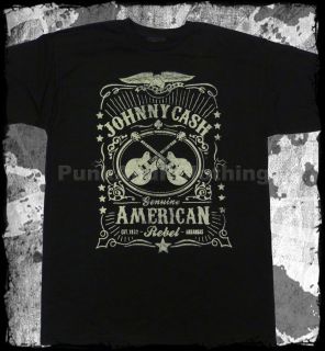 Johnny Cash American Rebel Whiskey Label Official T Shirt Fast Shipping  