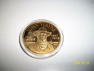 John Wayne The Duke 1907 1979 Standing Eagle Commemorative Brass Gold Coin  