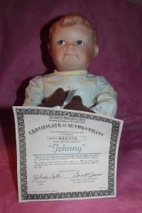 1994 Ashton Drake Porcelain Johnny 10 Doll COA Original Box Teddy Bear  
