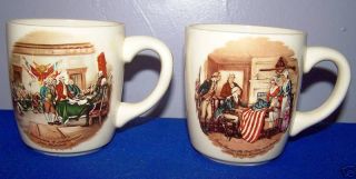 2 Vintage John Trumbull Declaration Independence Cups  