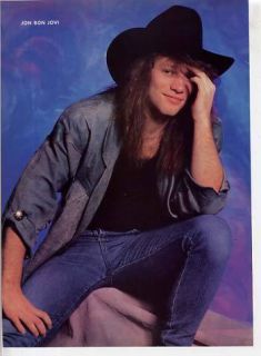 Jon Bon Jovi Mini Poster Teen Color Pin Up in Cowboy Hat Full Page Clipping  