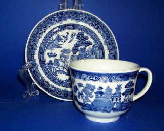 JOHNSON BROTHERS BROS BLUE WILLOW CUP SAUCER MADE IN ENGLAND  
