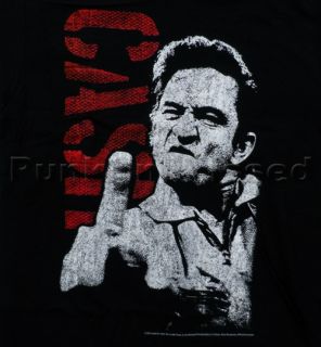 Johnny Cash Flippin Close Up Black T Shirt Official Fast SHIP  