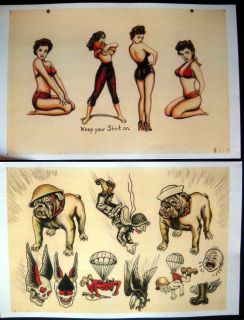 Vintage Zeis Johnstone Tattoo Flash Color Set 11 x 17 RARE  