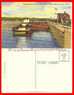 PC IL Barges Going Through Brandon Locks Joliet Ill Vtg  