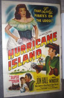 Hurricane Island 1951 Poster Marie Windsor Jon Hall Original One Sheet 27x41  