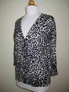 JONES NEW YORK SPORT Cheetah Print Cardigan Sweater XL  