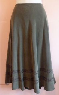 JONES NEW YORK COLLECTION SILK SUEDED THYME GREEN BEADED SKIRT SZ 4P 4 NWT 195  