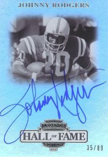2012 PP Legends Hall of Fame Silver Johnny Rodgers on Card Autograph 35 89  