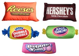 Sweet Thang Set of 5 Candy Pillows Hershey Bar Bubble Yum Reeses Jolly Rancher  