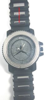 Iced Out Jet Black w Silver Jordan Air Jumpman Silicone Watch  