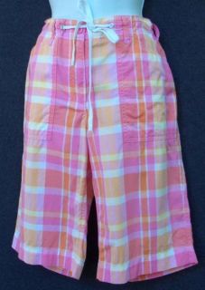 Jones New York Sport Sz 8 Pink Plaid Cotton Bermuda 4 Pocket Casual Shorts  