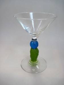 1996 Richard Jolley Bombay Sapphire Figural Stem Glass  