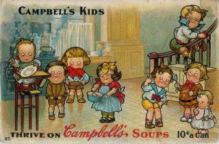 Advertising Grace Drayton 1908 Campbell's Kids 7 Soups Vintage Postcard  