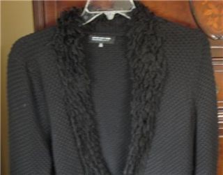 Jones New York Collection Black Looped Fringe Sweater Cardigan size 0x  