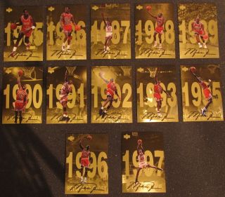 1998 UPPER DECK MICHAEL JORDAN 3x5 GOLD FOIL CARDS 1 12 ULTRA RARE NM M  