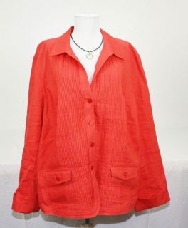 JONES NEW YORK COLLECTION CORAL PINTUCKS FRONT JACKET 20W H498  
