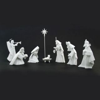 White Porcelain Origami Nativity 9 Piece Set One Hundred 80 Degrees Gift Box NEW  