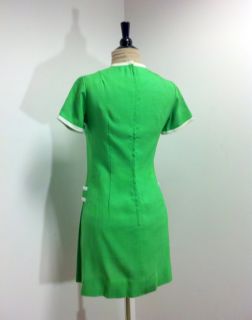 Vintage 1960s Scooter Dress 60s Green Linen Dress 60s Mod Dress Medium  