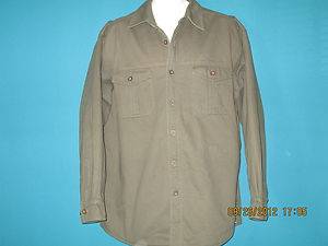 Levi Strauss 100 Cotton Sherpa Lined Olive Green Shirt Jacket L Large  