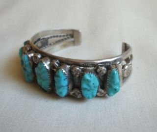 Vintage Yazzie Navajo Sterling Silver Turquoise Cuff Bracelet Signed DMY At  