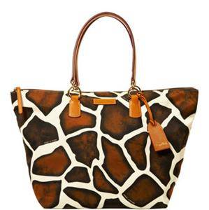 Dooney and Bourke Nylon Handbag Large Tulip Shopper Animal Print Giraffe NEW  