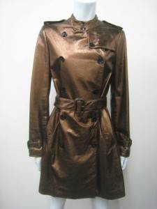 BURBERRY ULTRA LUXE BRONZE DOUBLE BREASTED BELTED LEATHER TRENCH COAT J106 6  