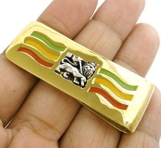 Rasta Judah Lion Reggae Gold Brass Bill Money Clip New  