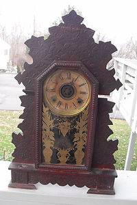 24 Antique THE JOYCE Gingerbread Alarm Clock w Key  