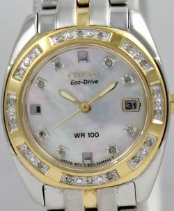 Ladies Two Tone Citizen Eco Drive EW1594 55D Paladion Diamond Watch  