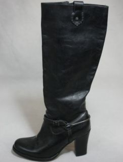 FRYE Julia Spur Inside Zip Boots Black Leather Block Heel New 498 Womens 10  