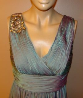 JS COLLECTIONS IRRIDESCENT BEAD SILK COCKTAIL EVENING DRESS SZ 4 NYCTO