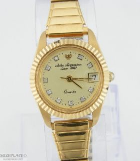 Vintage Jules Jurgensen Ladies Gold Tone Watch with Date Works Great