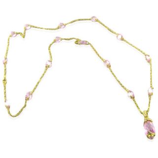 Judith Ripka 18K Gold Pink Crystal Diamond Necklace