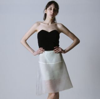 Mid 90s Helmut Lang Sheer White Sculptural Skirt