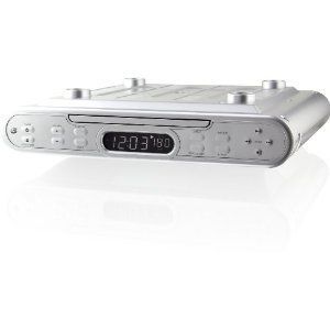 GPX Kitchen Under Cabinet Radio AM FM CD Player Silver Dual Front